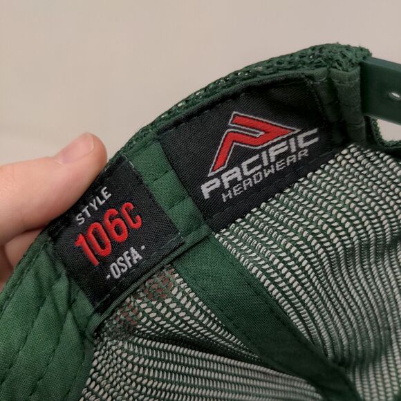 Pacific Headwear Men's Snapback Mesh Back Hat Green OSFA Embroidered Indian Head - Picture 7 of 8